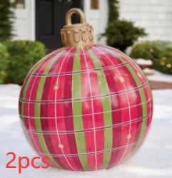 Christmas Ornament Ball Outdoor Pvc 2 ft Inflatable Decorated Ball PVC Giant Big Large Balls Xmas Tree Decorations Toy Ball