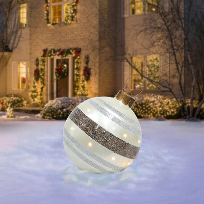 Christmas Ornament Ball Outdoor Pvc 2 ft Inflatable Decorated Ball PVC Giant Big Large Balls Xmas Tree Decorations Toy Ball