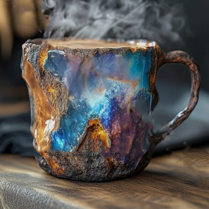 13.5 ounce Resin Mineral Crystal Coffee Mugs With Handles Elegant Fake Mineral Crystal Cup For Workplace Home Decor Christmas Gift Kitchen Gadgets