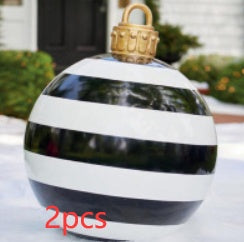 Christmas Ornament Ball Outdoor Pvc 2 ft Inflatable Decorated Ball PVC Giant Big Large Balls Xmas Tree Decorations Toy Ball