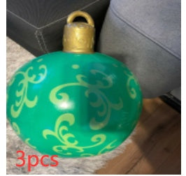 Christmas Ornament Ball Outdoor Pvc 2 ft Inflatable Decorated Ball PVC Giant Big Large Balls Xmas Tree Decorations Toy Ball