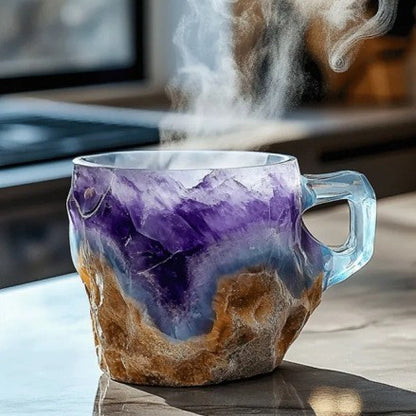 13.5 ounce Resin Mineral Crystal Coffee Mugs With Handles Elegant Fake Mineral Crystal Cup For Workplace Home Decor Christmas Gift Kitchen Gadgets