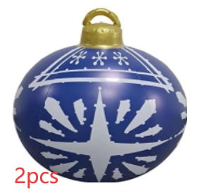 Christmas Ornament Ball Outdoor Pvc 2 ft Inflatable Decorated Ball PVC Giant Big Large Balls Xmas Tree Decorations Toy Ball