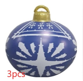 Christmas Ornament Ball Outdoor Pvc 2 ft Inflatable Decorated Ball PVC Giant Big Large Balls Xmas Tree Decorations Toy Ball