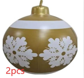 Christmas Ornament Ball Outdoor Pvc 2 ft Inflatable Decorated Ball PVC Giant Big Large Balls Xmas Tree Decorations Toy Ball