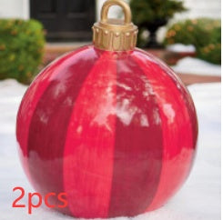 Christmas Ornament Ball Outdoor Pvc 2 ft Inflatable Decorated Ball PVC Giant Big Large Balls Xmas Tree Decorations Toy Ball