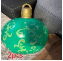 Christmas Ornament Ball Outdoor Pvc 2 ft Inflatable Decorated Ball PVC Giant Big Large Balls Xmas Tree Decorations Toy Ball