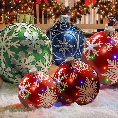 Christmas Ornament Ball Outdoor Pvc 2 ft Inflatable Decorated Ball PVC Giant Big Large Balls Xmas Tree Decorations Toy Ball