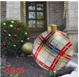 Christmas Ornament Ball Outdoor Pvc 2 ft Inflatable Decorated Ball PVC Giant Big Large Balls Xmas Tree Decorations Toy Ball