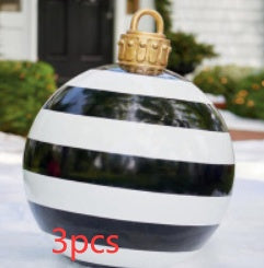 Christmas Ornament Ball Outdoor Pvc 2 ft Inflatable Decorated Ball PVC Giant Big Large Balls Xmas Tree Decorations Toy Ball