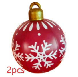 Christmas Ornament Ball Outdoor Pvc 2 ft Inflatable Decorated Ball PVC Giant Big Large Balls Xmas Tree Decorations Toy Ball