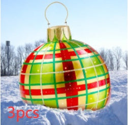 Christmas Ornament Ball Outdoor Pvc 2 ft Inflatable Decorated Ball PVC Giant Big Large Balls Xmas Tree Decorations Toy Ball