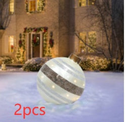 Christmas Ornament Ball Outdoor Pvc 2 ft Inflatable Decorated Ball PVC Giant Big Large Balls Xmas Tree Decorations Toy Ball