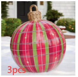 Christmas Ornament Ball Outdoor Pvc 2 ft Inflatable Decorated Ball PVC Giant Big Large Balls Xmas Tree Decorations Toy Ball