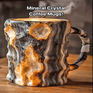 13.5 ounce Resin Mineral Crystal Coffee Mugs With Handles Elegant Fake Mineral Crystal Cup For Workplace Home Decor Christmas Gift Kitchen Gadgets