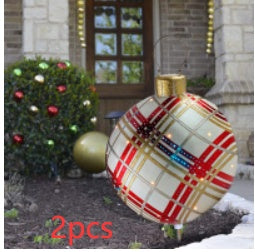 Christmas Ornament Ball Outdoor Pvc 2 ft Inflatable Decorated Ball PVC Giant Big Large Balls Xmas Tree Decorations Toy Ball