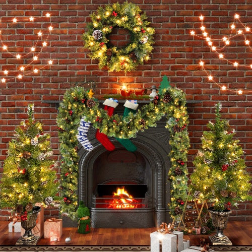 Pre-lit Christmas Tree Artificial Christmas 4-piece Set